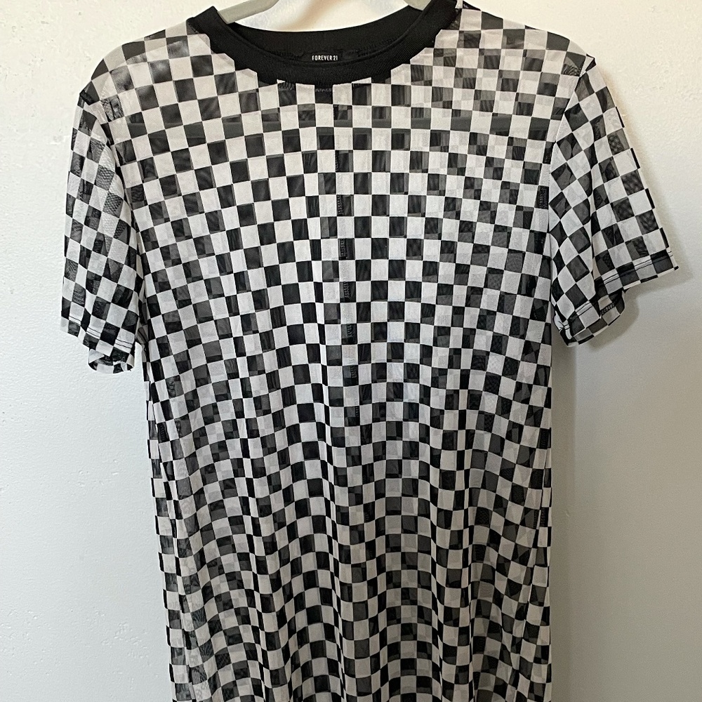 Forever 21 Sheer Race Car Checkerboard Dress